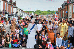 Enjoying Queen's Jubilee Street Party, at Parkhill Road, Smethwick..