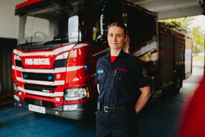 Shropshire firefighter Emily-Jane Harding at Wellington Fire Station