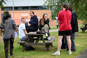 Students gather for A Level results at Telford College