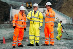 Carwyn Jones, centre, with Griffiths MD Anthony Morgan and project manager Nick Clearly
