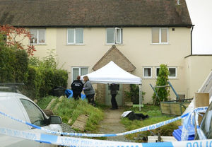A police forensics tent was set up at the house in Wall under Heywood near Church Stretton