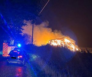 Multiple fire crews remain at the scene of a large barn fire in Quatt. Pic: Bridgnorth Fire Station