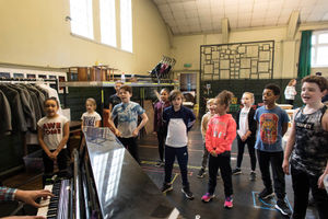 Matilda cast members during their first day of rehearsals. Pic: Helen Maybanks