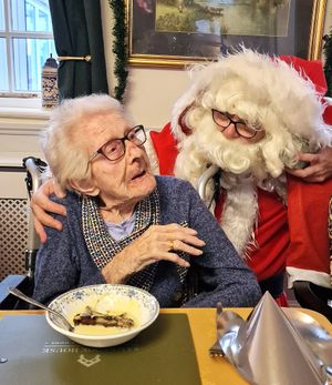 Olive, pictured one Christmas, is 107 on April 3