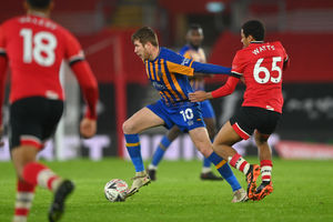Josh Vela of Shrewsbury Town and Caleb Watts of Southampton.
