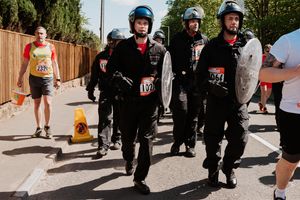 Last year a team of police officers ran in riot gear to raise money for the Severn Hospice