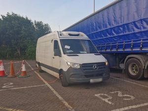 Supporting image for story: 'Overweight' van loaded with chicken stopped by police after speeding on M6 near Stafford