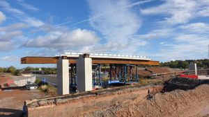 Work is taking place this weekend to lift a bridge onto the M42