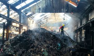 Dampening down following the fire last November