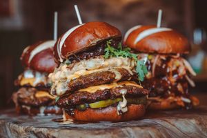 The stacked burgers are just part of the new menu at the Littleton Arms