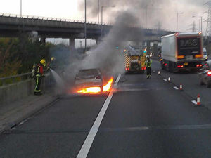 Supporting image for story: Lucky escape as car bursts into flames near M5