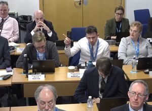 Councillor Harry-Hancock Davies directs his anger at the Conservative Group for, what he says, was "trashing staff, and trashing Shropshire Council's finances." Picture: Shropshire Council's YouTube page