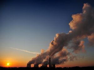 The sun setting over Ratcliffe on Soar Power Station