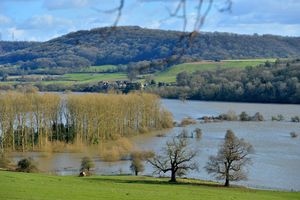 Flooded land on the road between Ironbridge and Shrewsbury as you come out of Buildwas