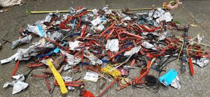 Firework waste collected by Jackie who has called for the displays to be banned 