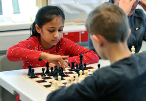 Members of Bloxwich Junior Chess Academy taking part in the UK Chess Challenge, held at Ryecroft Community Hub, Walsall