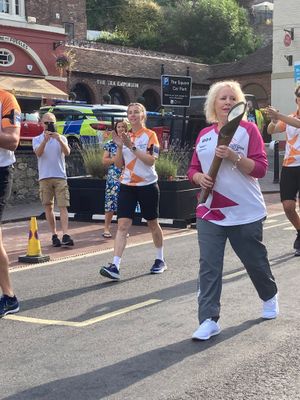 Ketrina Hill from Trysull took the baton over the Iron Bridge