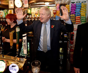 Mr Johnson in the Lych Gate Tavern in Wolverhampton where he pulled a pint