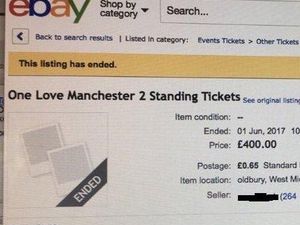 Supporting image for story: Touts attempt to sell One Love Manchester tickets on Ebay