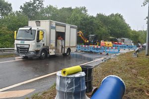 The water pipe has burst on the slip road to Brockton Way