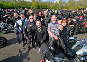 Motorcyclist friends from Wolverhampton getting into gear for the ride