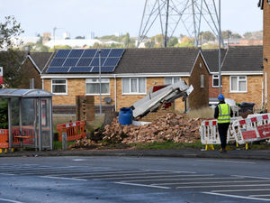 Supporting image for story: Six pictures of damage left behind after suspected stolen car smashes into brick wall in West Bromwich – two arrested