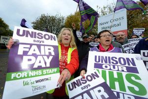 NHS Staff on the picket line at New Cross Hospital, Wolverhampton