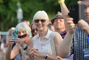 Spectators for the Queen's Baton Relay, at The Quarry 