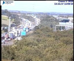 This Highways England traffic camera photo shows back-to-back traffic on the M6