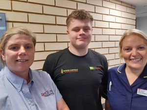 Pictured, from left: mum Hayley Norgrove, her son Owen Norgrove, and Becky Salisbury, Teenage Cancer Trust clinical liaison nurse. Picture: LDRS