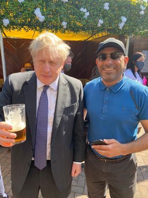 Mr Johnson having a pint at The Mount Tavern in Penn, photographed with Mr P Gill (Image: Mr Gill)