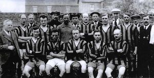 Short Heath United FC, one of the original teams to play in the first year of the J.W. Hunt Cup, in 1926, part the J.W. Hunt Cup exhibition, at Black Country Living Museum, Dudley.