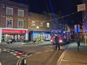 Supporting image for story: Shock images show fire service tackle alley blaze affecting Oswestry shoe shop