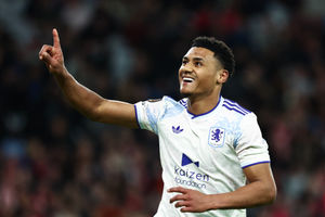 Ollie Watkins celebrates his goal (Photo by Sameer AL-DOUMY / AFP via Getty Images)