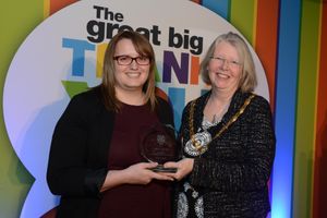 Teacher of the Year winner Nicola Griffiths with Deputy Mayor Clare Darke.