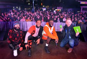Three members of Rak Su were joined by Free Radio's Hursty