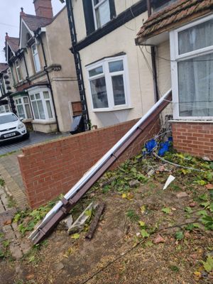 Guttering came down when the tree hit the outside of the properties.