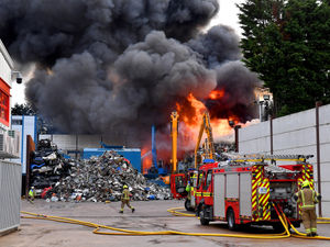Supporting image for story: Fire service down to three fire engines at scene of major Tipton scrapyard blaze