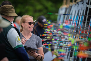 Archers score their arrows. 