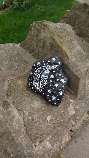 One of the painted stones