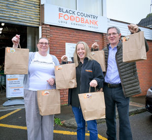 L-R: Angela Shirley of the Richardson Brothers Foundation, Jen Coleman - CEO at Black Country Foodbank, and Martyn Richardson of the Richardson Brothers Foundation
