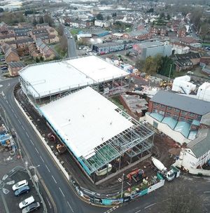 The roof is being fitted on the new Dudley Leisure Centre