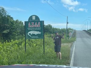 Beware of crocodiles! In picture: Chris Fisher from Telford