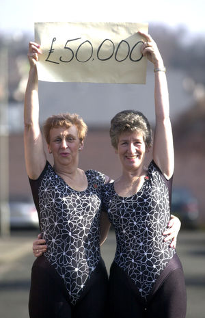 Christine Taylor (left) and Jean Hughes from the Wordsley Keep Fit group raised over £50,000 in 2001