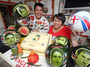 Supporting image for story: On me melon, son - West Bromwich restaurant owner carves England stars into fruit
