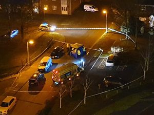 Police and paramedics in Chadwick Close after Cameron was found