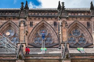 Recent wind damage caused one of the windows on the South Aisle to be blown in. Photo: Lichfield Cathedral Photographers