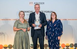 Mark Evans collecting the award