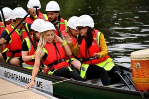 Ahoy! One racer has a look of apprehension at the Severn Hospice Dragon Boat Festival