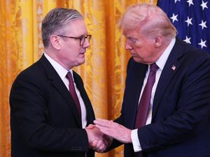 Sir Keir Starmer shakes hands with Donald Trump